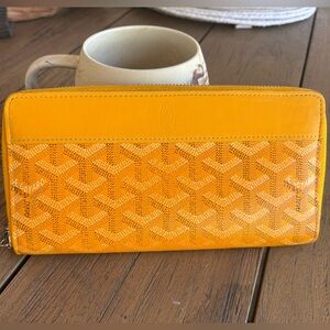 *AUTHENTIC* Goyard Matignon Yellow Coated Canvas Leather Long Wallet w sales tag